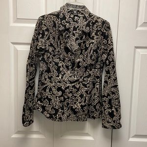 Etcetera black & cream, long sleeve dress blouse, size 12